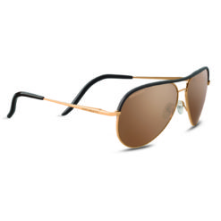 Serengeti Carrara Leather Shiny Bold Gold with Dark Brown Leather - Mineral Polarized Drivers Gold