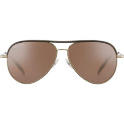 Serengeti Carrara Leather Shiny Bold Gold with Dark Brown Leather - Mineral Polarized Drivers Gold