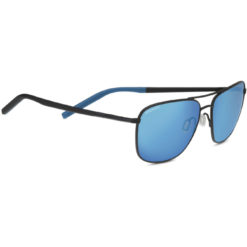 Serengeti Spello Matte Black with Black Temples and Blue Inside Temple Tips - Mineral Polarized 555nm Blue