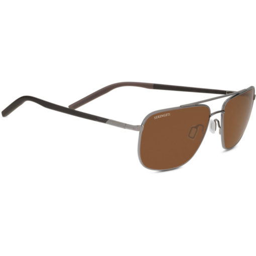 Serengeti Tellaro Shiny Gunmetal with Dark Brown Inside Temple Tips - Mineral Polarized Drivers