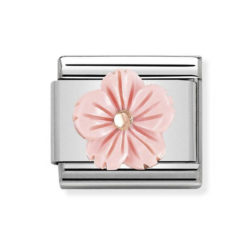 Nomination Pala - Ruusukulta Kukka Vaaleanpunainen Flower in Pink Coral Paste