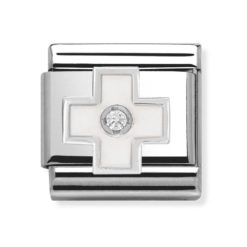 Nomination Pala - Risti Valkoinen Hopea White Cross Silver